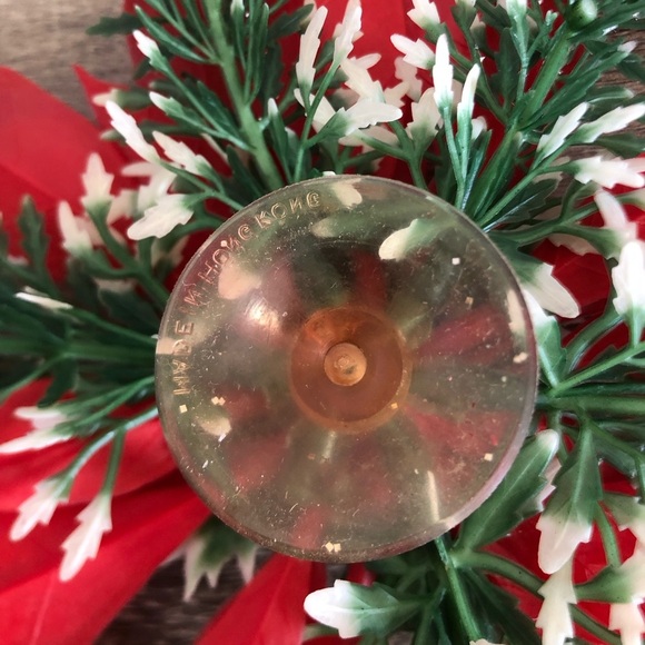 Vtg Faux Poinsettia Suction Cup Window Decor - Picture 5 of 8